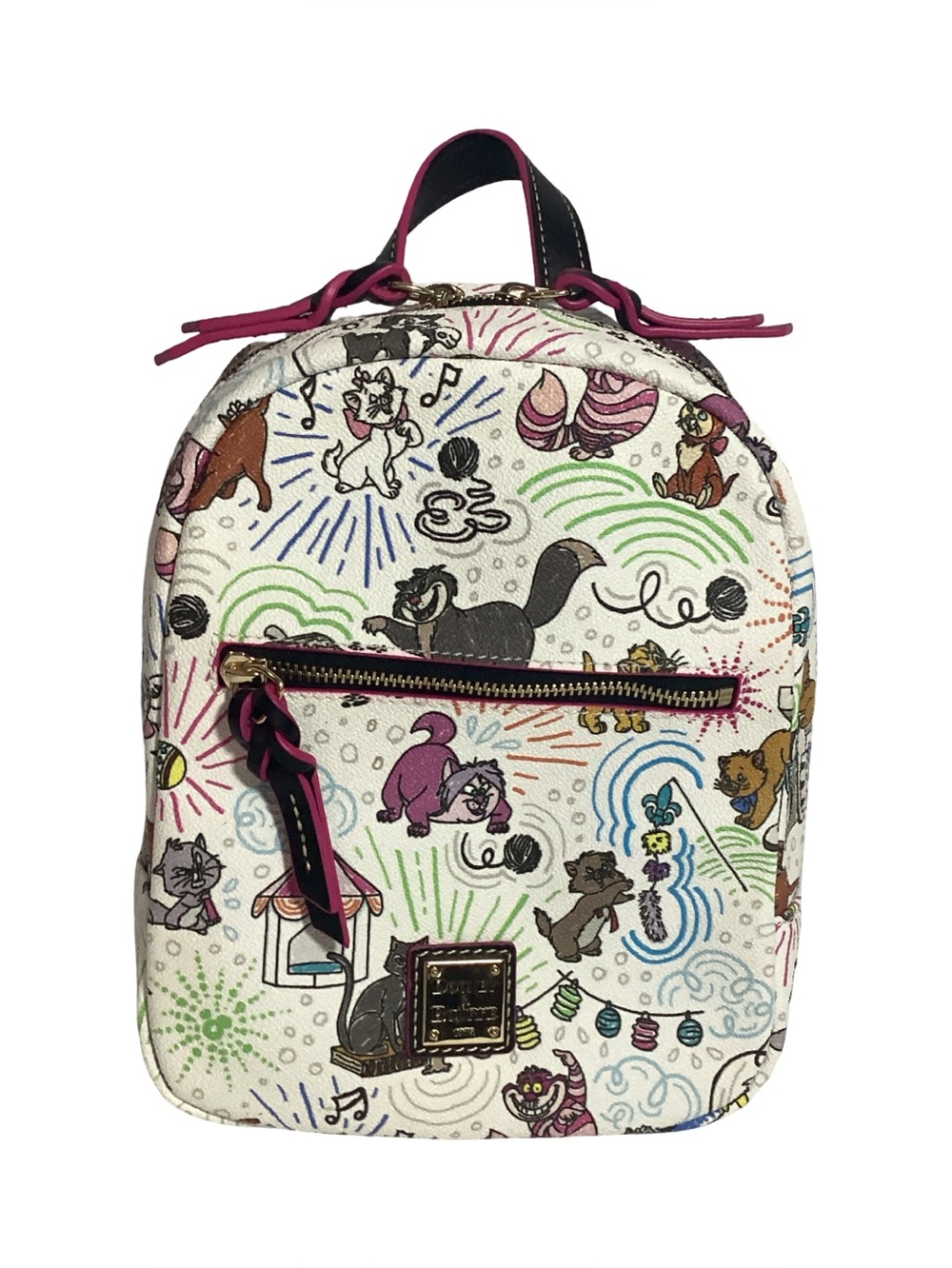 Dooney & Bourke x Disney Cats Sketch Backpack Bag Cotton & Leather EXCELLENT